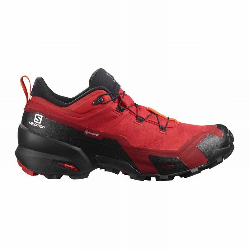 Salomon Israel CROSS HIKE GORE-TEX - Mens Hiking Shoes - Black/Red Orange (LIGJ-73468)